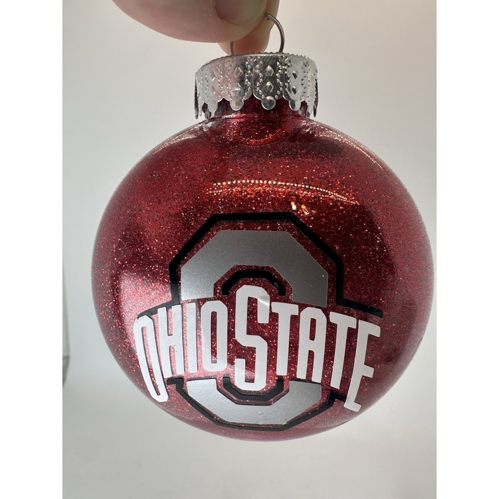 Ohio State Buckeyes Red Glitter Shatterproof Christmas Ornament Ball OSU